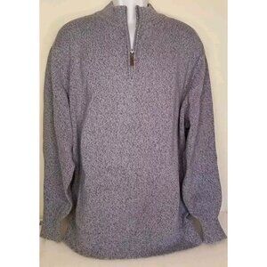 Oak Hill Men 3XL 1/4 Zip Sweater Mock Neck Grandpacore Blue 100% Cotton EUC